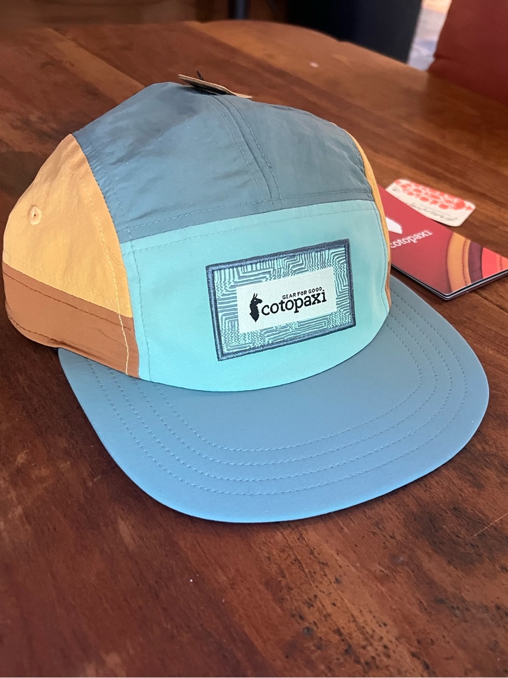 NWT Cotopaxi Zen Garden 5 Panel Tech Hat, Blue Yellow Orange Sun Cap